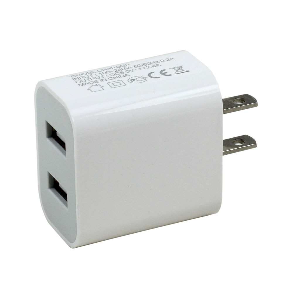 ''2.4A Dual 2 Port House Wall Charger for Phone, Tablet, SPEAKER, Electronic (Wall - White)''